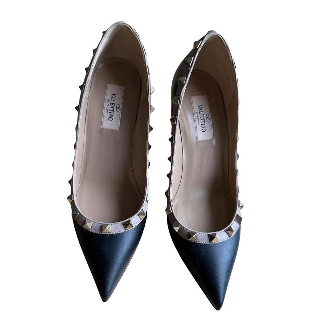Valentino Black and Cream Rockstud Heels